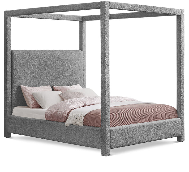 Meridian Furniture Eden Grey Boucle Fabric King Bed