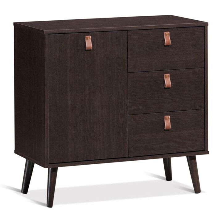 Hivvago 3-drawer Sideboard Storage Display Cabinet-Brown