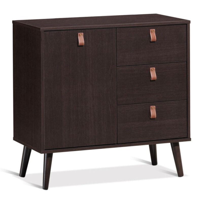 Hivvago 3-drawer Sideboard Storage Display Cabinet-Brown