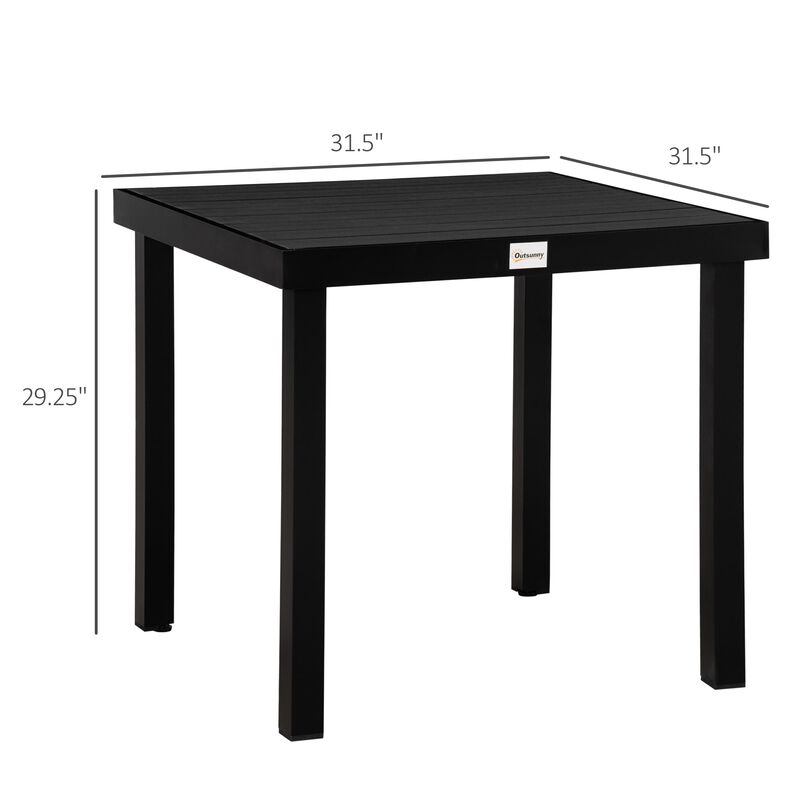 Black Garden Table: Rectangular Aluminum Patio Dining Table for 4