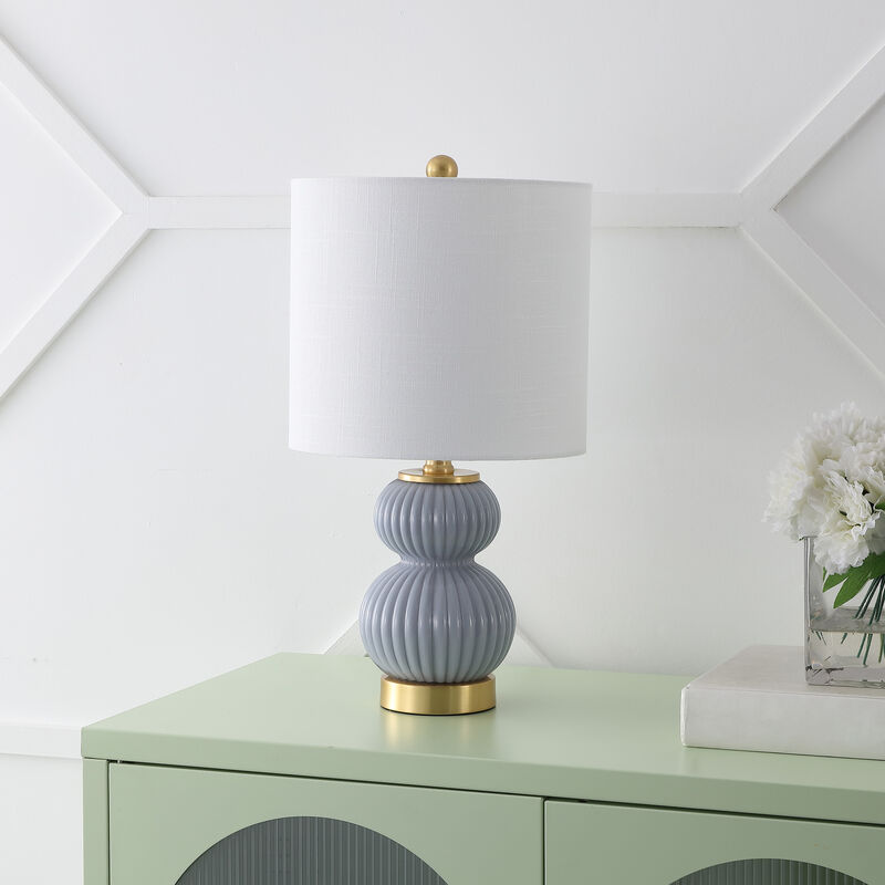 Daphne 20" Contemporary Transitional Metal/Glass Ribbed Gourd LED Table Lamp