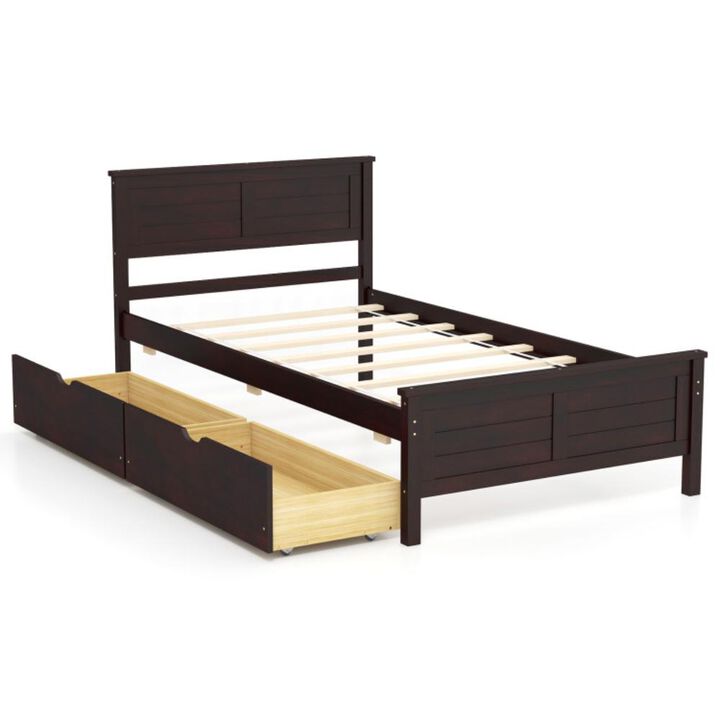 Hivvago Twin Size Bed Frame with Storage Drawers