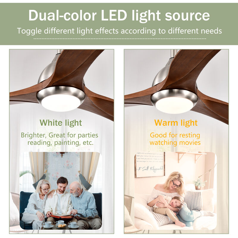 52" Indoor Ceiling Fan with Light & Remote &ndash; Quiet Motor, Patio, Bedroom & Living Room