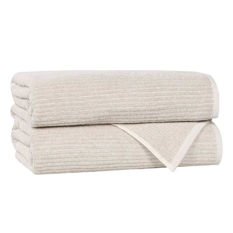 2-Piece Ribbed Bath Towel Set, Medium Weight Cotton Blend for Bathroom image number 0