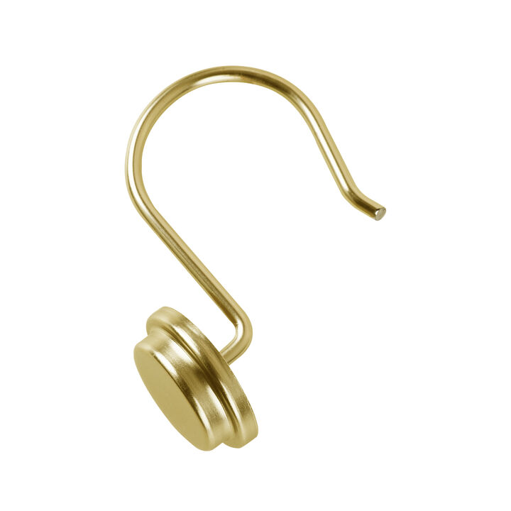 Utopia Alley Rust-Resistant Metal Shower Curtain Hooks, Decorative Round Base Design - Set of 12