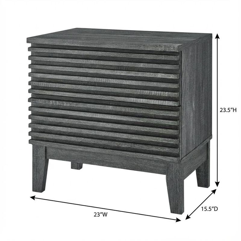 Two-Drawer Nightstand in Brown Modern Finish with Stylish Design image number 1
