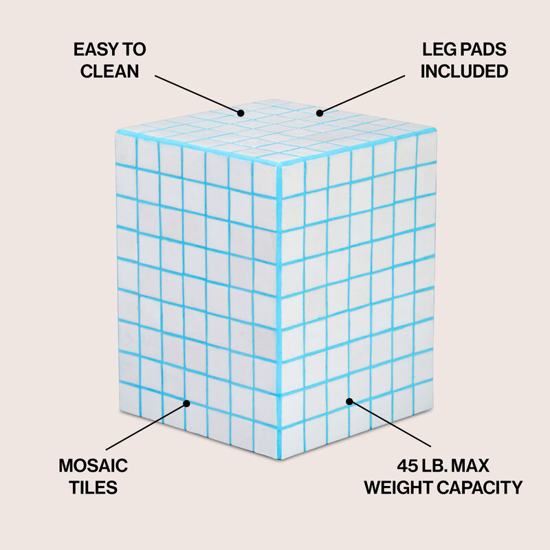 Callista Modern Bohemian Ceramic Tiled Rectangle End Table