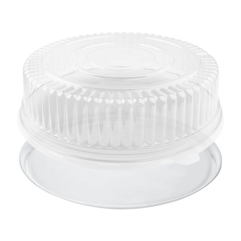 14" Clear Round Plastic Trays with Lids (25 Sets) image number 0