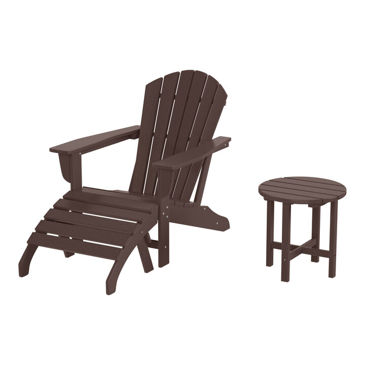 WestinTrends Outdoor Adirondack Chair With Ottoman And Side Table 3-Piece Set