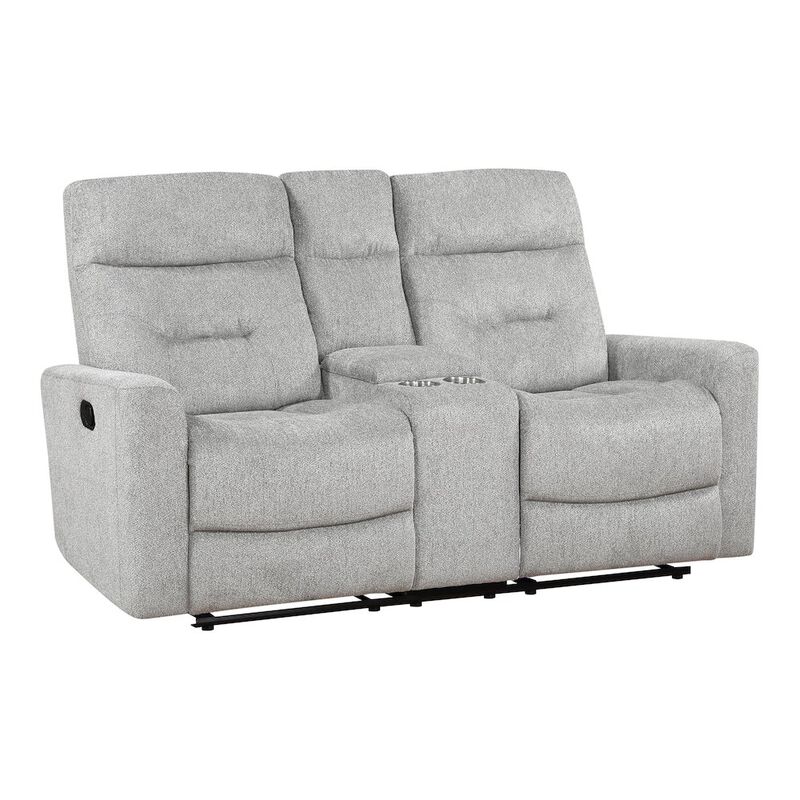 Lexicon Lyndon Chenille Double Reclining Love Seat With Center Console In Gray