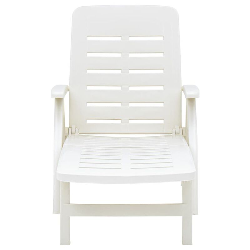Sunlounger White Plastic Standard Foldable Folding Sun Lounger