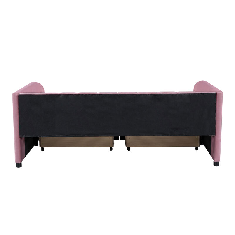 Merax Velvet Daybed with Backrest and 2 Drawers