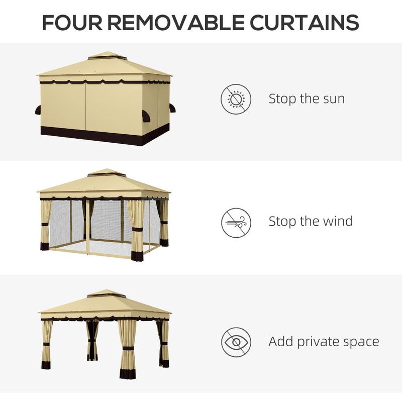 Hivvago 10x12 Patio Gazebo with Netting and Privacy Curtains image number 5