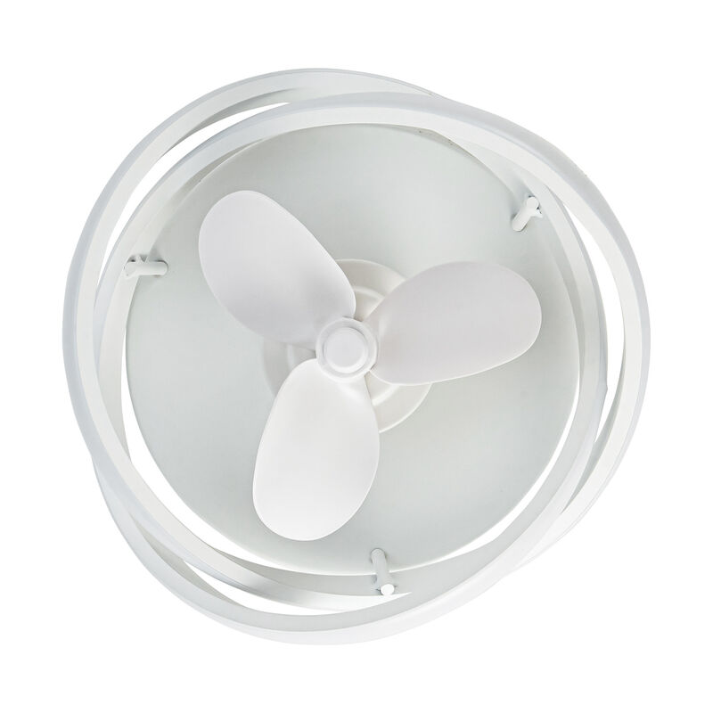 12.5" Modern White Flush Mount Ceiling Fan with LED Light