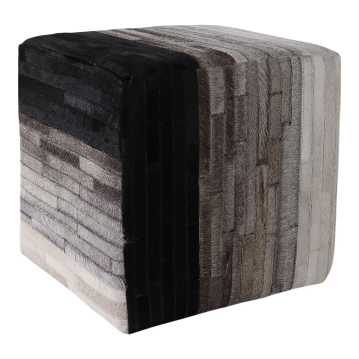 Hair On Hide Patchwork Ottoman
