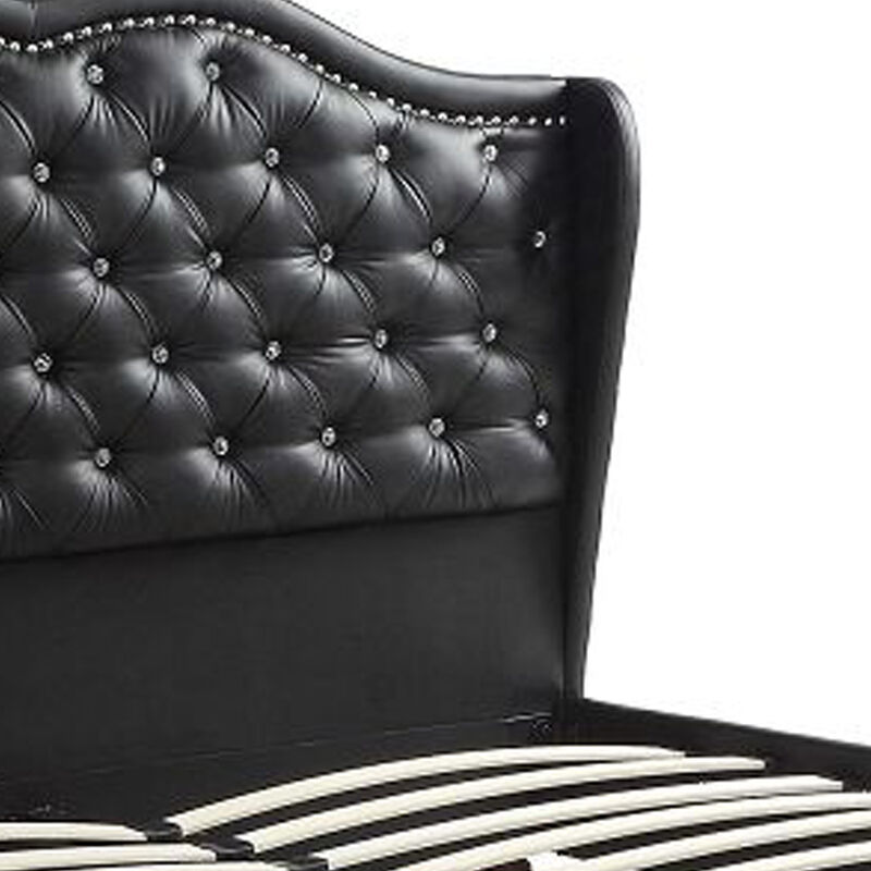 Magnificent Faux Leather Upholstered Queen Size Bed Black - Benzara