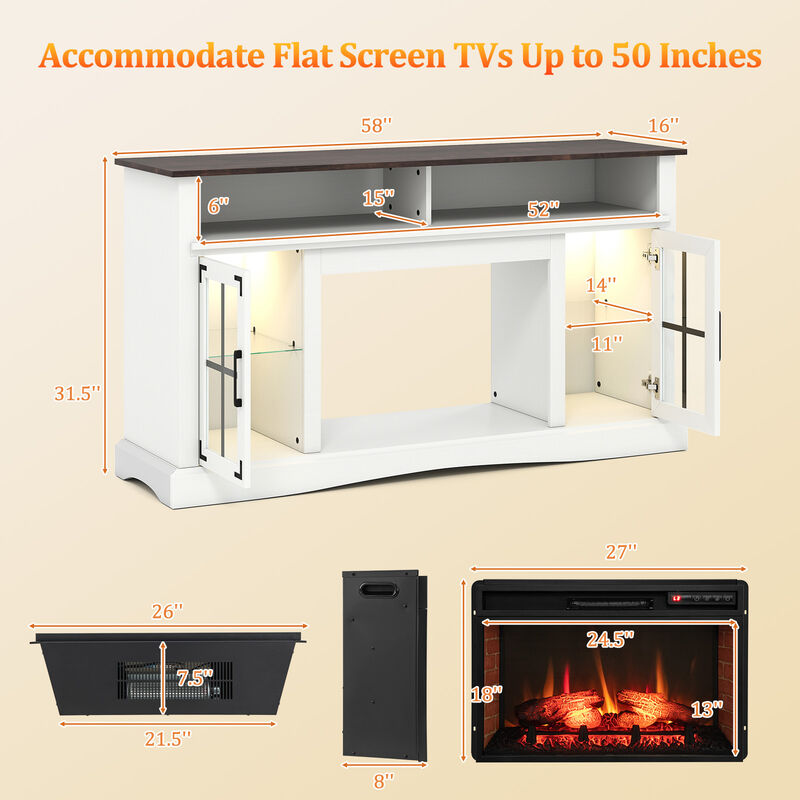 Electric Fireplace TV Stand with Remote Control and Thermostat for Living Room image number 2