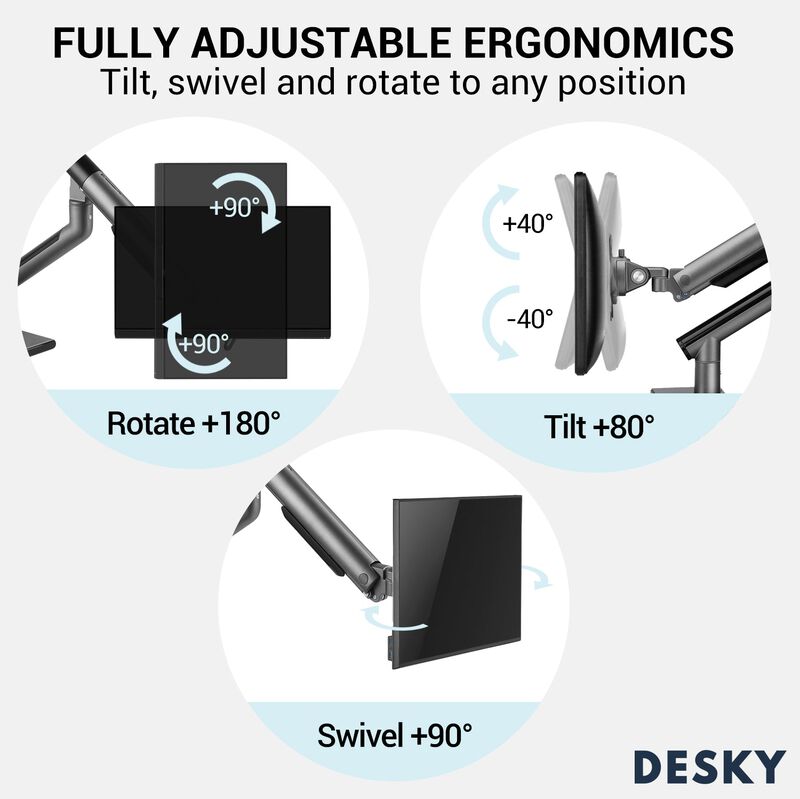 Desky Dual Slim Aluminium Monitor Arm image number 7