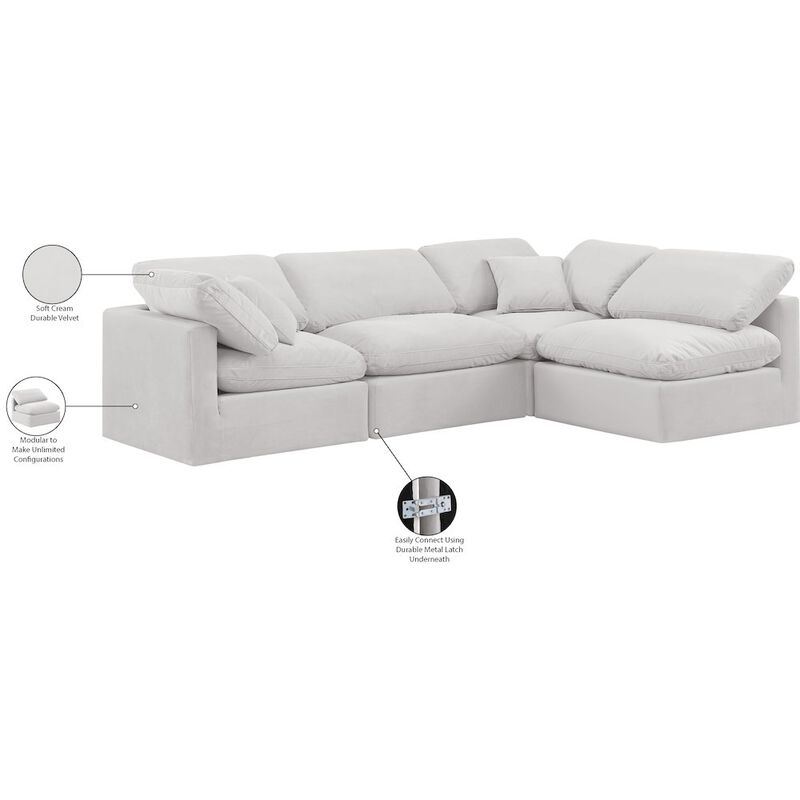 Meridian Furniture Indulge Cream Velvet Modular Sectional