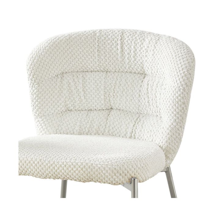 Best Quality Furniture Cream Fluffy Fabric With Silver Base, Set Of 2