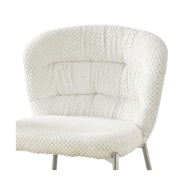 Best Quality Furniture Cream Fluffy Fabric With Silver Base, Set Of 2