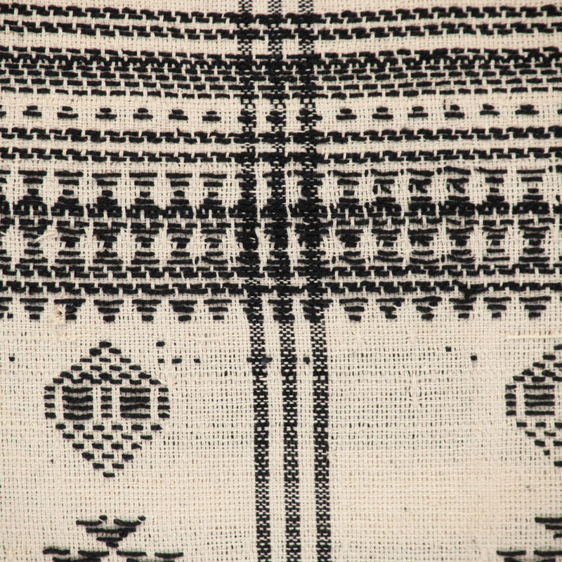 HomeRoots 14" X 20" Beige and Black Southwestern Cotton Throw Pillow With Tassels image number 3