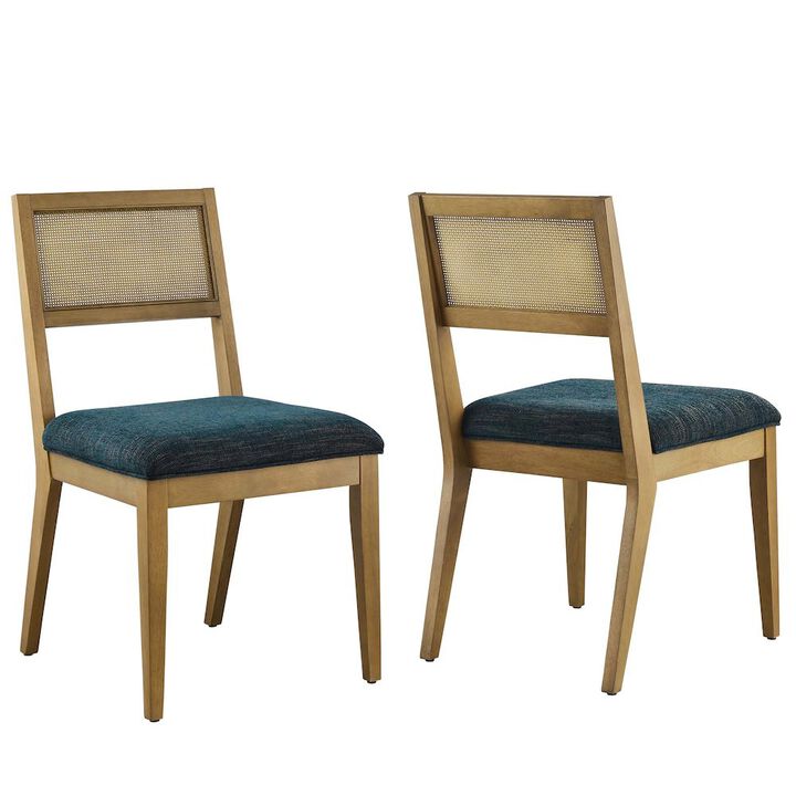 Nimba Faux Rattan Fabric Dining Chairs Set of 2