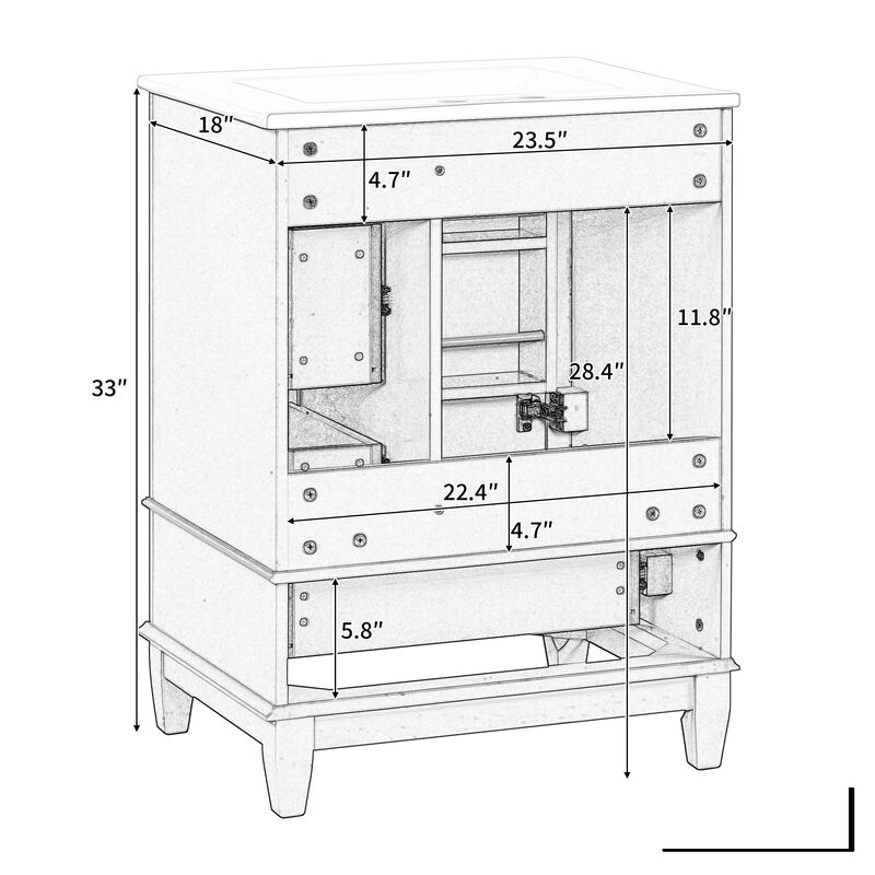Merax Compact Freestanding Bathroom Vanity with Integrated Ceramic Sink