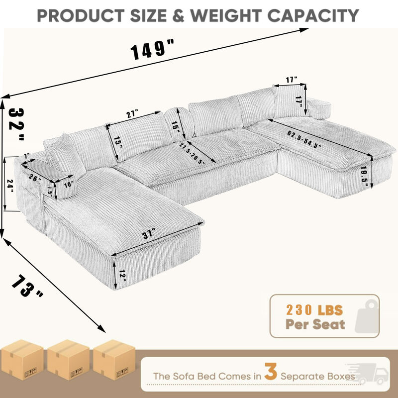 Britan 149" Oversized Sectional Couches U Shaped Couch image number 6