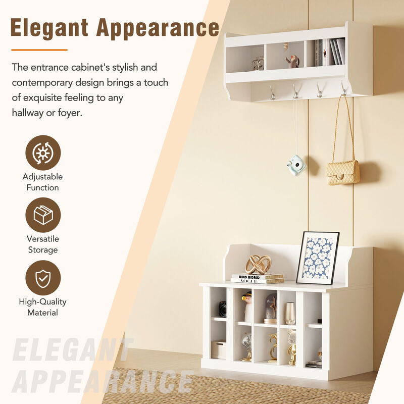 Merax 2 Pieces Shoe Storage Bench  and Hall Tree