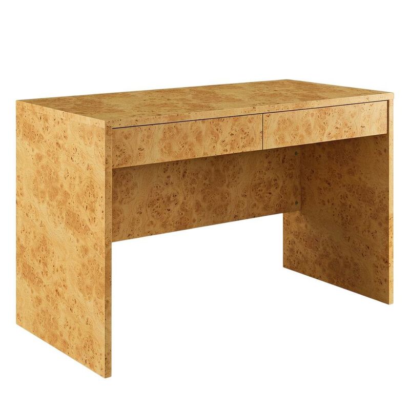 Burl Wood Desk with Two Drawers and Spacious Surface for Home Office image number 0