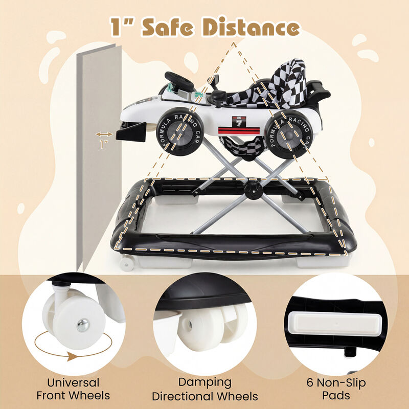 4-in-1 Adjustable Baby Walker with Activity Center and Music Box image number 3