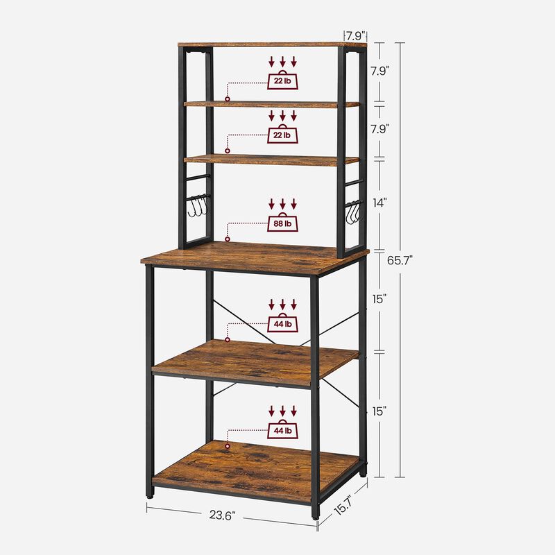 BreeBe Baker's Rack with Shelves & Hooks