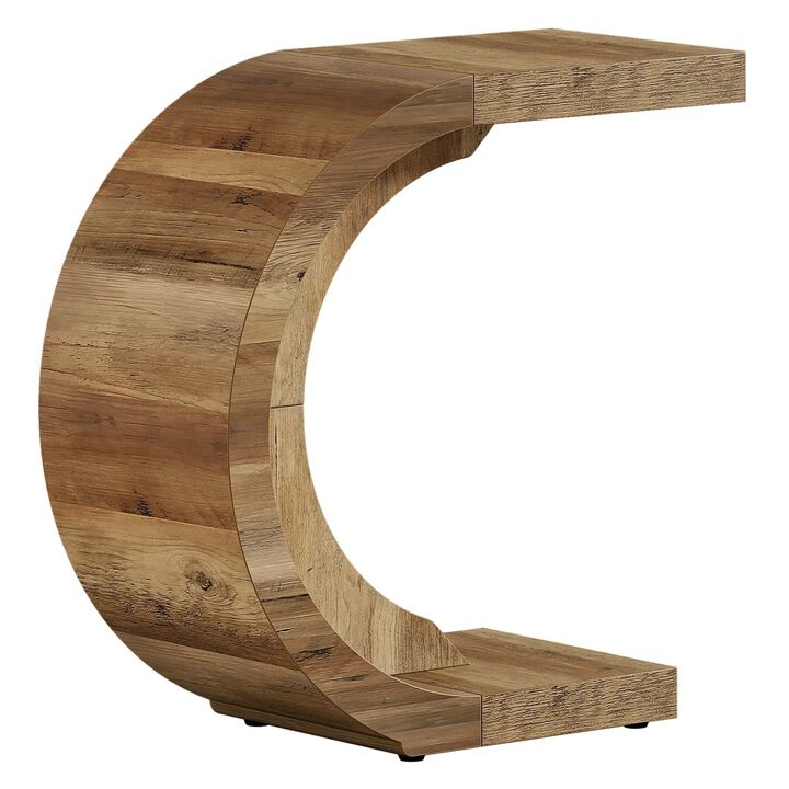 C-Shaped Side Table, Wood End Table for Couch Sofa
