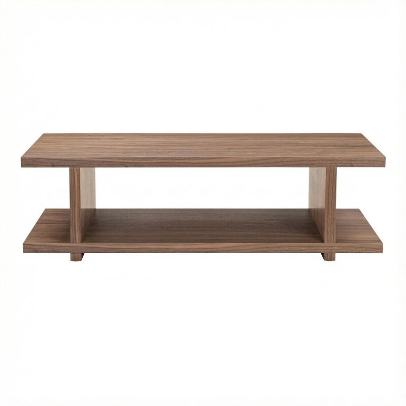 Starlight Canyon Home Brown Walnut Veneer Coffee Table with Matte MDF Frame and Open Storage image number 0