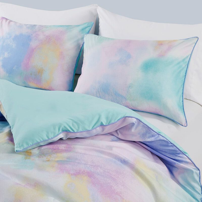 Gracie Mills Orion Dreamscape Watercolor Tie Dye Comforter Set with Cozy Throw Pillow