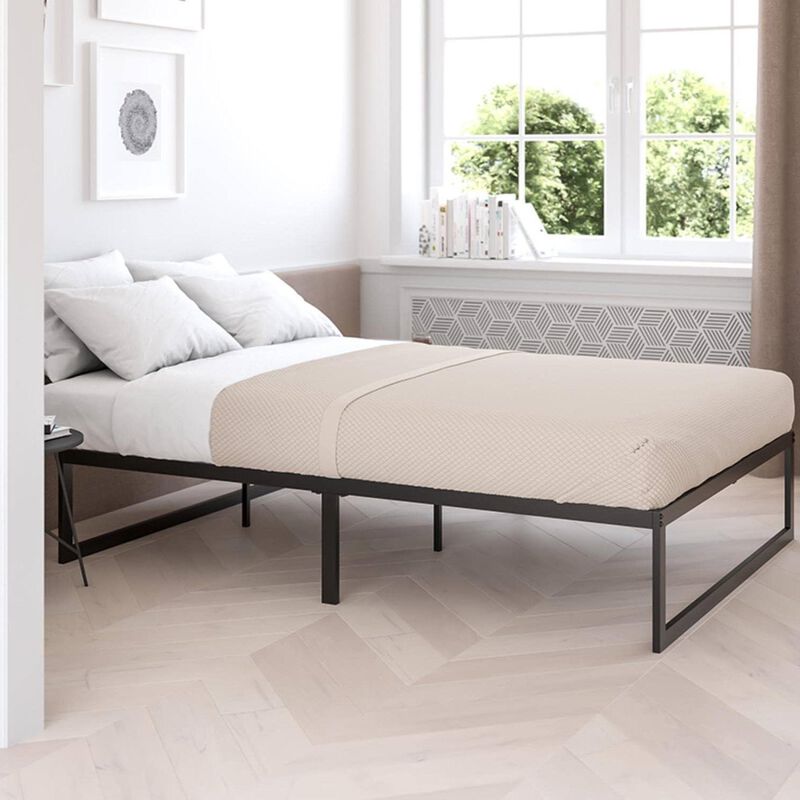 Metal Steel Slat Platform Bed Minimalist Frame with Sturdy Support System