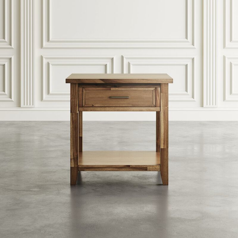 Jofran Claremont Transitional Rustic Wood Square End Table with Storage