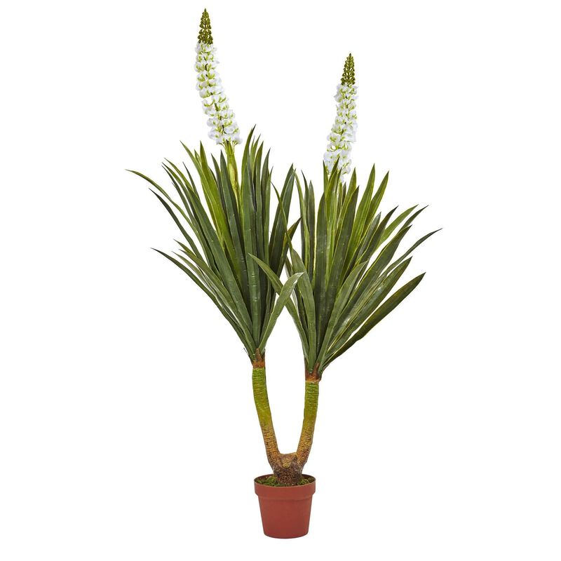 Nearly Natural 57-in Yucca Plant w/78 Lvs & 2 Flwrs