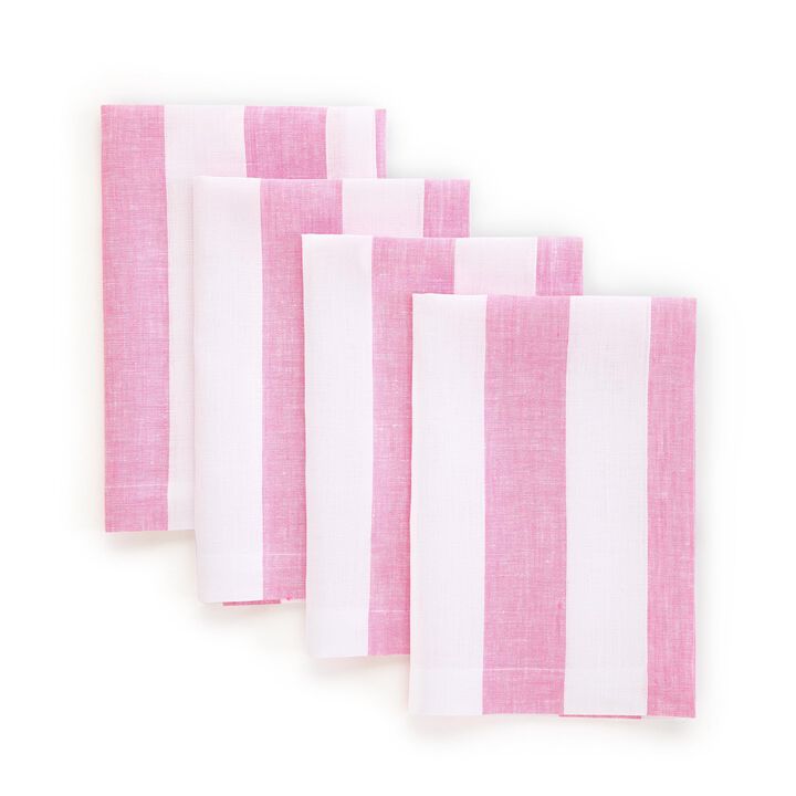 Linen Dinner Napkins - Cabana Stripe