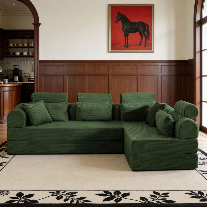 Krozu L shape Modular Sectional Sofa image number 3