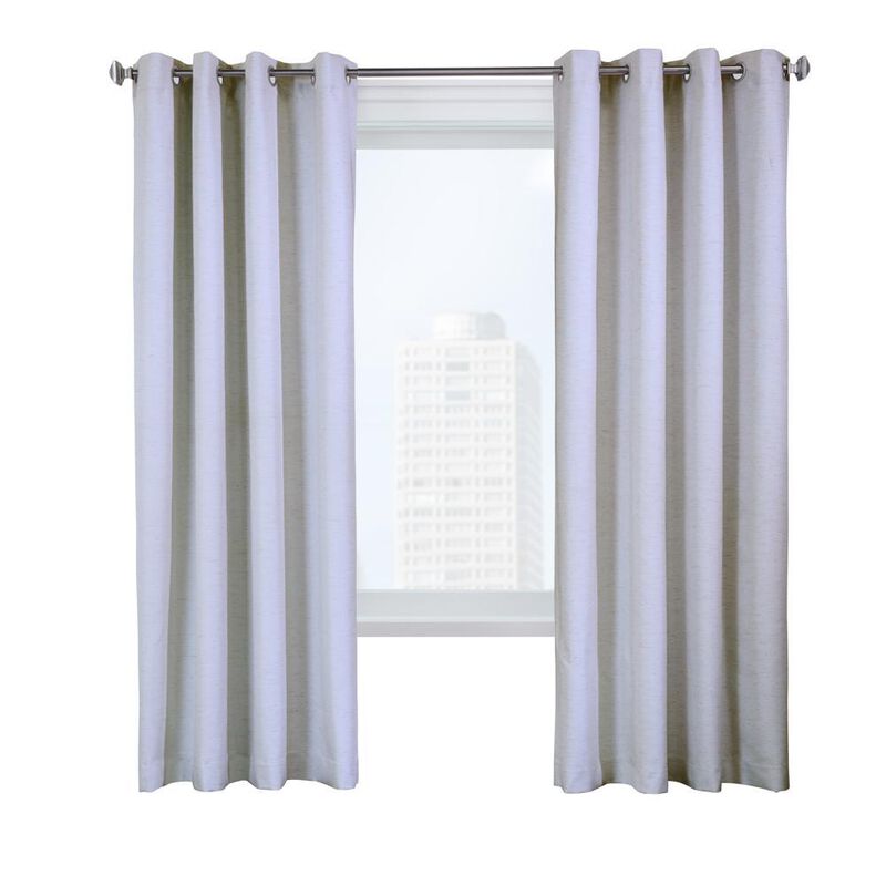 Thermaplus Ventura Blackout Grommet Curtain Panel Pair Frame Your Windows with Subtle Slub Textured Motif Each 78" x 84" White