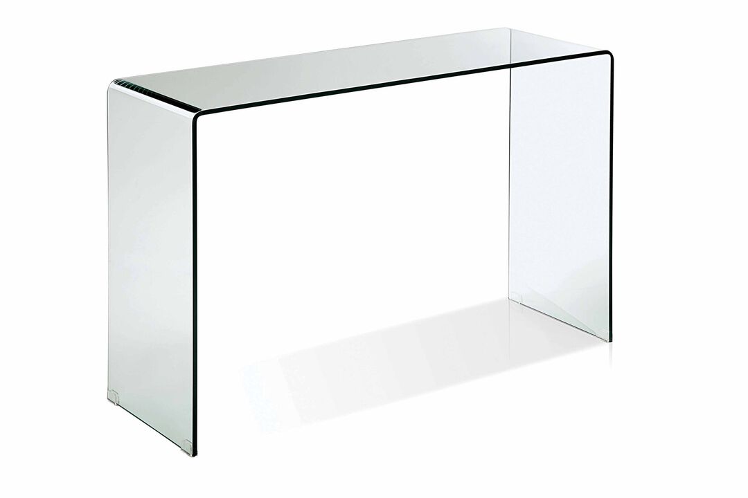 BENT GLASS SOFA TABLE, CLEAR