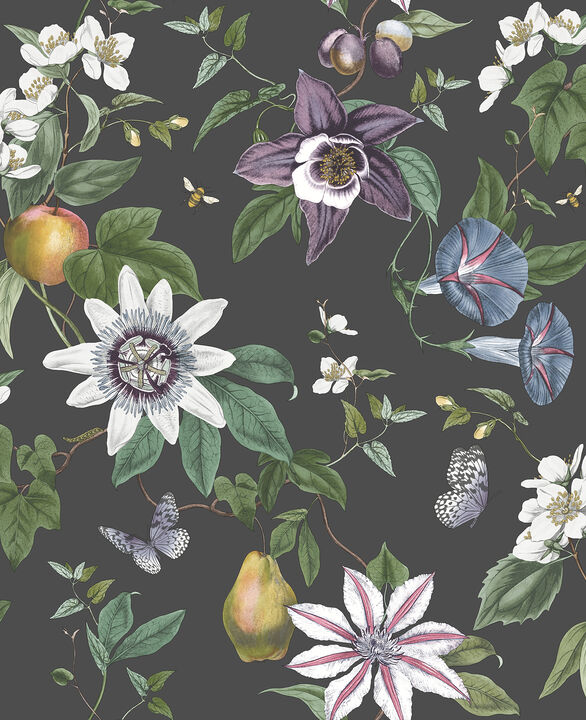 Sierra Black Floral Wallpaper