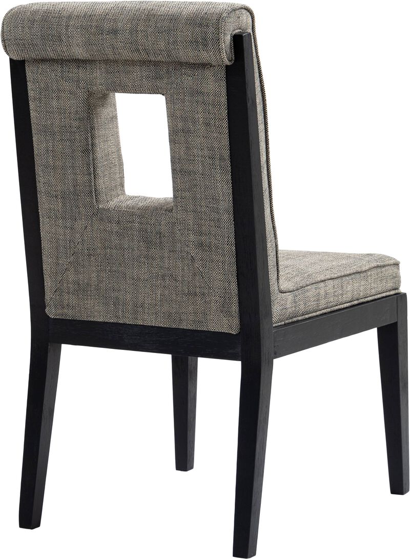 Meridian Furniture Gwendolyn Grey Linen Textured Fabric Dining Side Chair, Set of 2