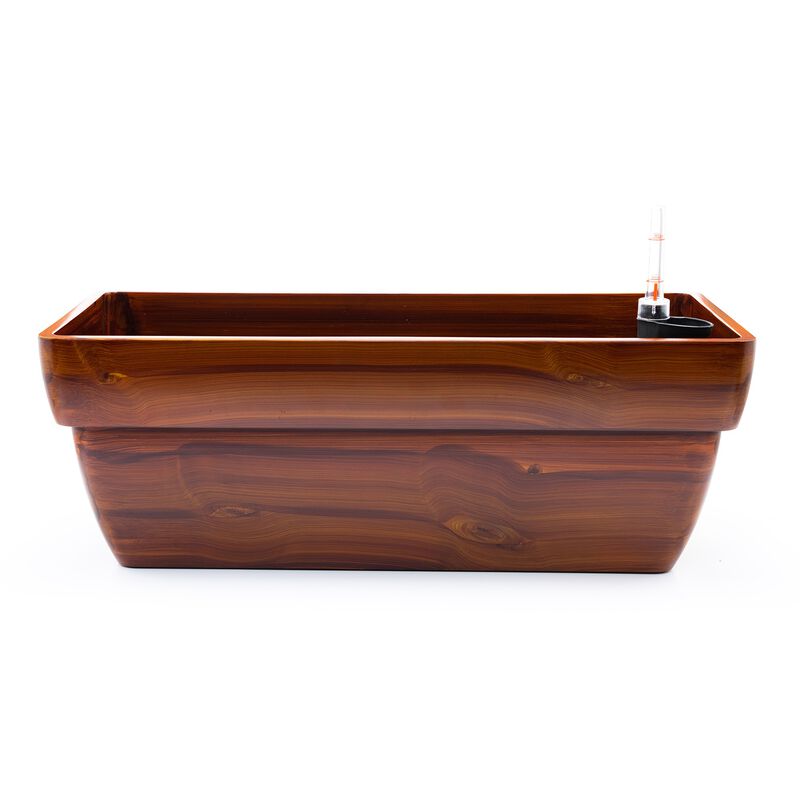 7.8 in. Dark Wood Plastic Rectangle Self-watering Planter Pot image number 5