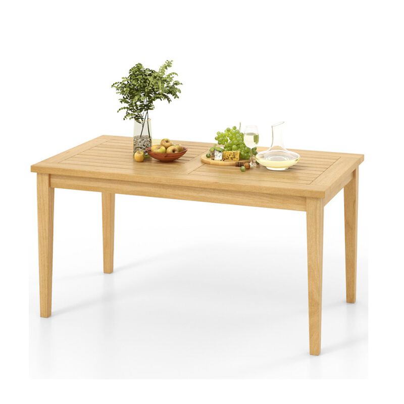 20"x35.5" Outdoor Teak Wood Coffee Table with Slatted Top for Balcony image number 9