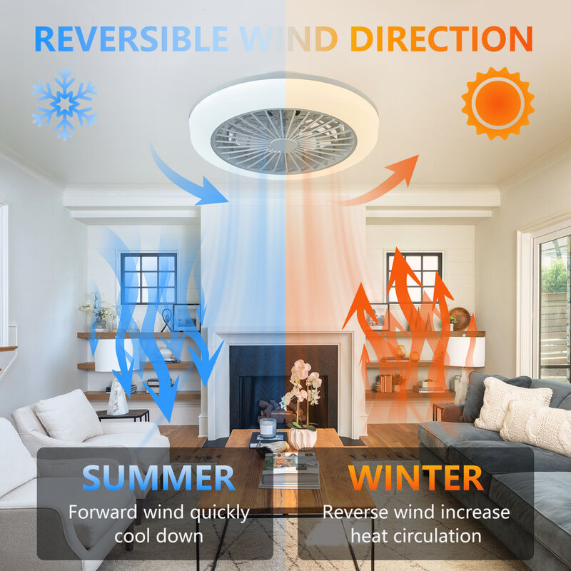 ELEMENT ACE Modern Dimmable RGB LED Ceiling Fan with Light, Adjustable Speed Bidirectional Rotation Ceiling Lighting Fixture for Living Room Bedroom Office image number 5