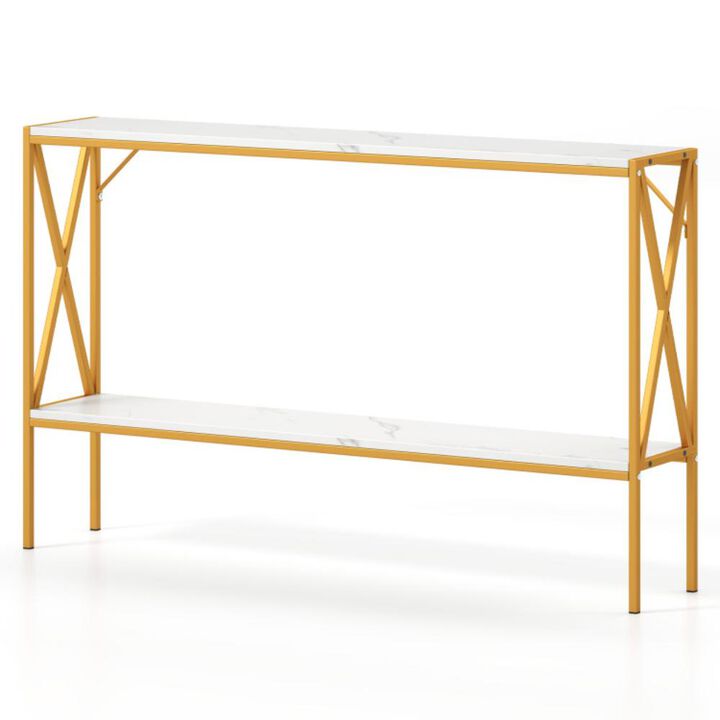 Hivvago Narrow Console Table 2-Tier Entryway Table with Storage