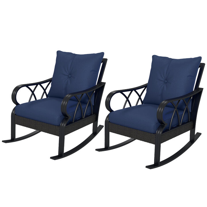 Hivvago Wicker Rocking Chair Set with Padded Seating for Outdoors